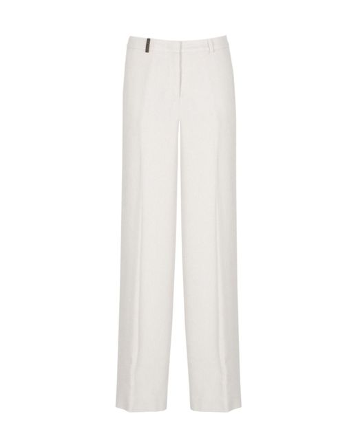 Peserico White Ribbed Wide-Leg Pants
