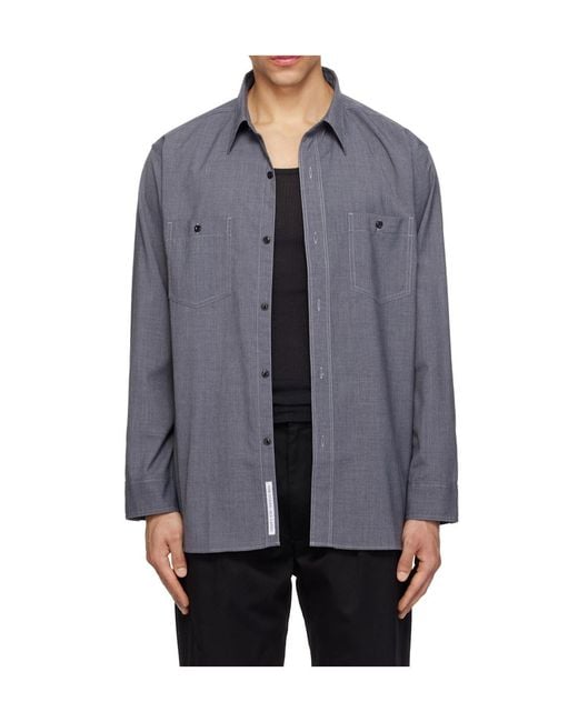 Nanamica Gray Wool Blend Poplin Shirt for men