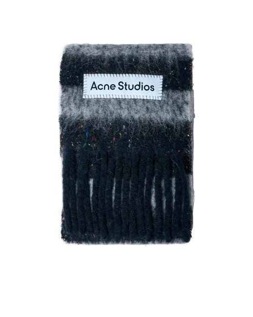 Acne Blue Stripe Pattern Scarf for men