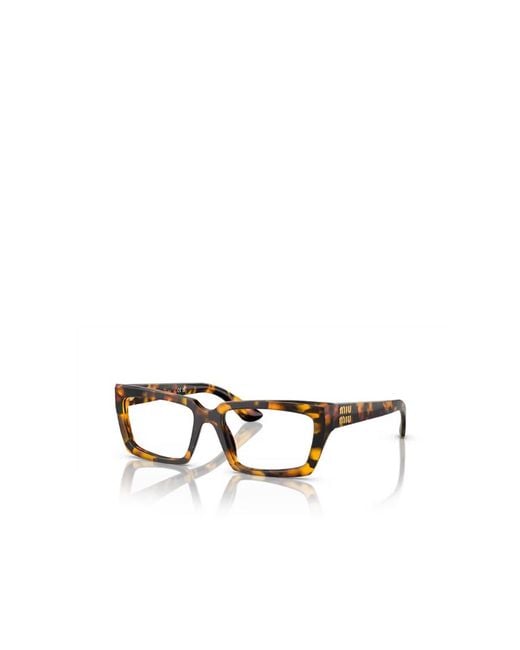 Miu Miu White Tortoiseshell Rectangle-Frame Sunglasses