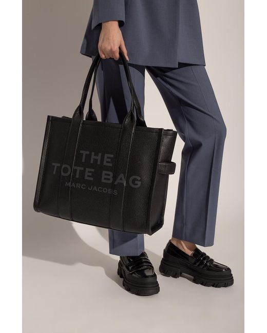Marc Jacobs Black Large Logo-Embossed Tote Bag