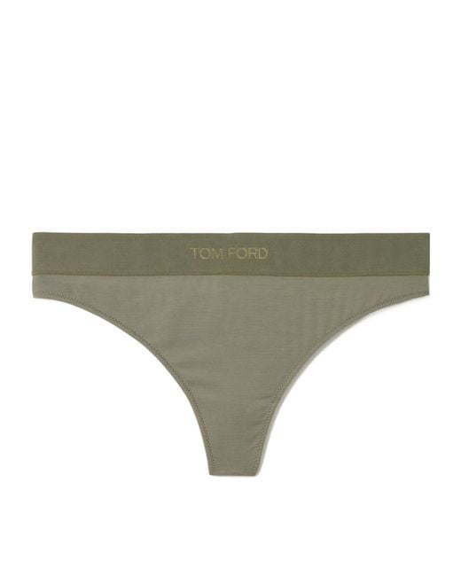 Tom Ford Natural Logo-Embroidered Thong