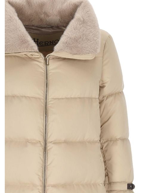 Herno Natural Zip-Up High Neck Coat