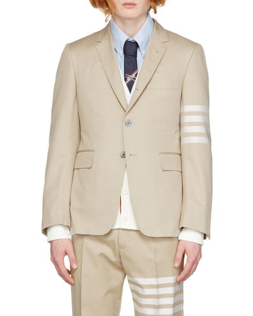 Thom Browne Natural Stripe-Print Detail Blazer for men