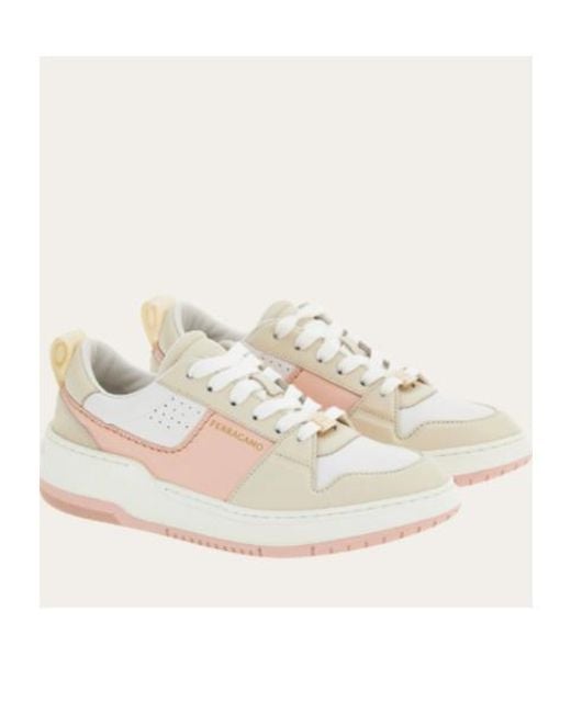 Ferragamo White Logo Lacing Skateboard Sneakers