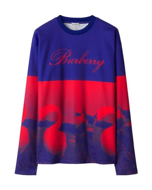 Burberry Blue Photograph-Print Cotton-Blend Sweatshirt for men