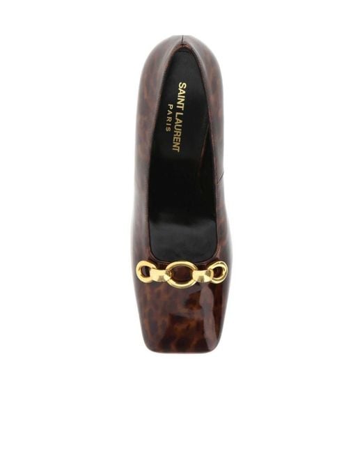 Saint Laurent Brown Silvana Square Toe Pumps