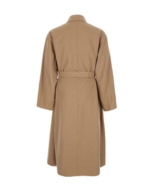 Jil Sander Natural Double-Breasted Belted Coat for men