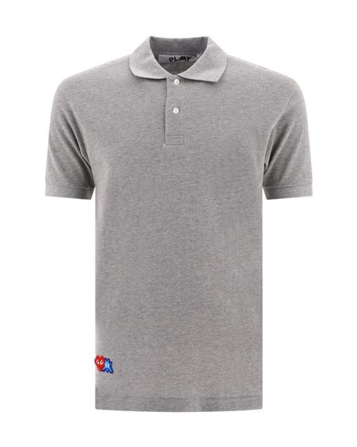 COMME DES GARÇONS PLAY Gray Short-Sleeved Polo Shirt for men