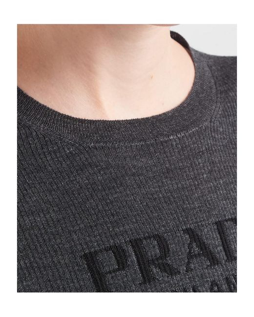 Prada Black Superfine Wool Crew-Neck Sweater