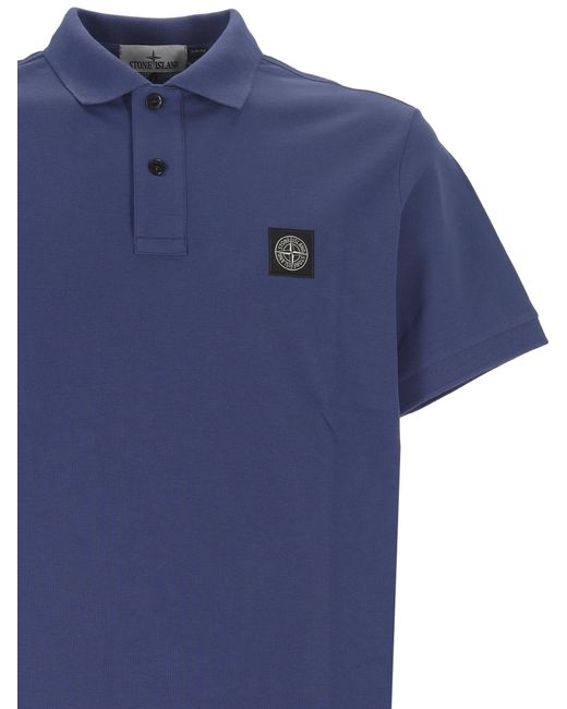 Stone Island Blue Piqué Polo Shirt for men