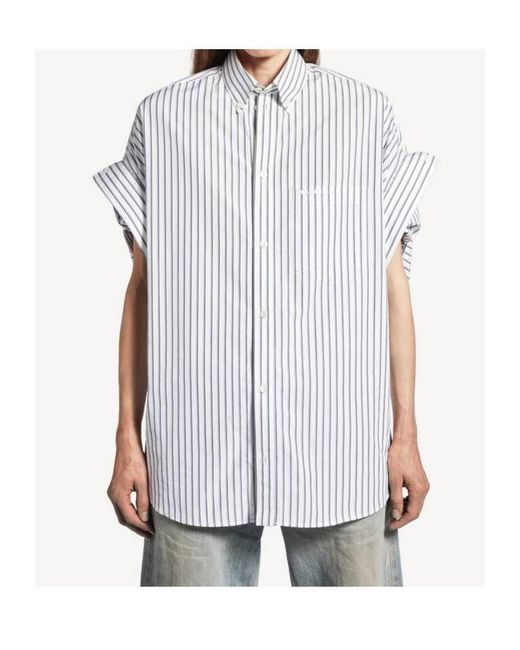 Balenciaga White Cotton Tuck-Sleeve Shirt