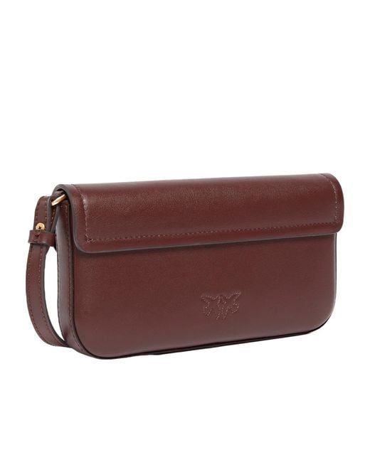 Pinko Brown Logo Detailed Crossbody Bag