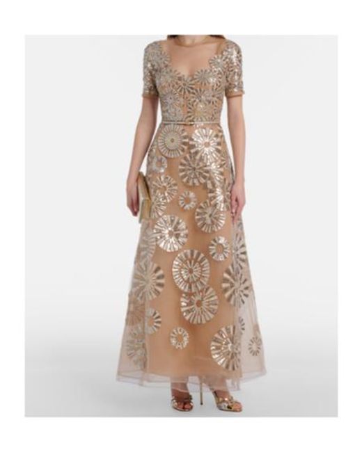 Elie Saab Natural Sequined Gown