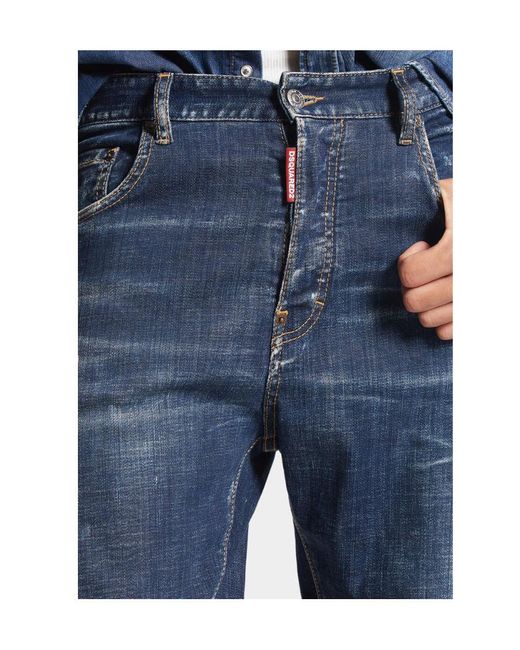 DSquared² Blue Logo Patch Straight-Leg Jeans for men