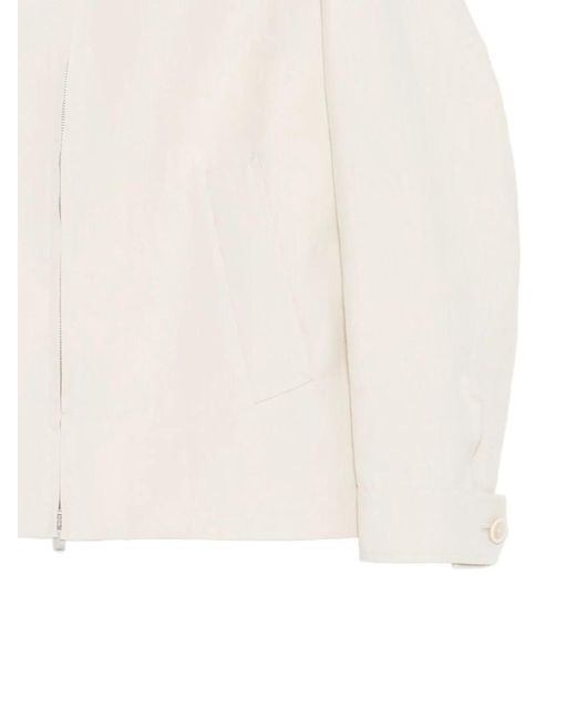 Lardini White Zip Linen Jacket for men