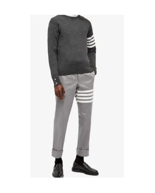 Thom Browne Gray Bar Crewneck Pullover for men