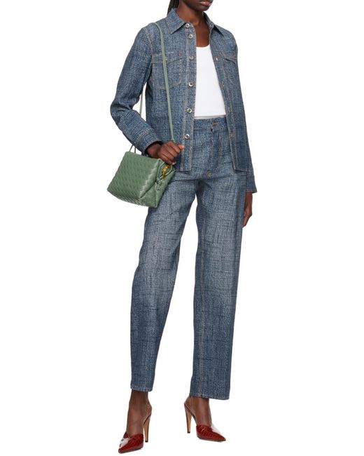 Bottega Veneta Blue Textured Denim Trousers