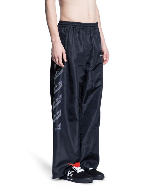 Off-White c/o Virgil Abloh Black Logo Detailed Wide Leg Pants for men