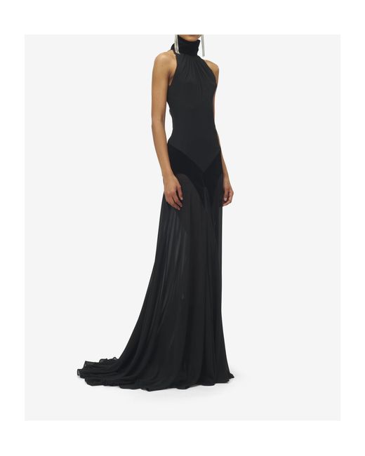 McQueen Black Silk Georgette Evening Dress