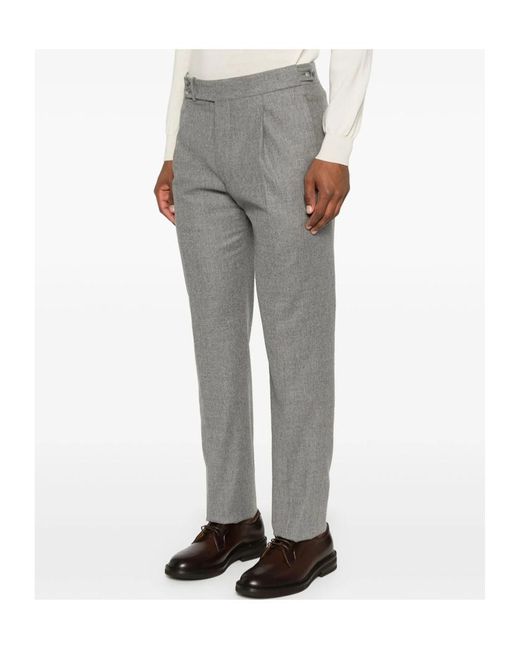 Tagliatore Gray Button Casual Pants for men