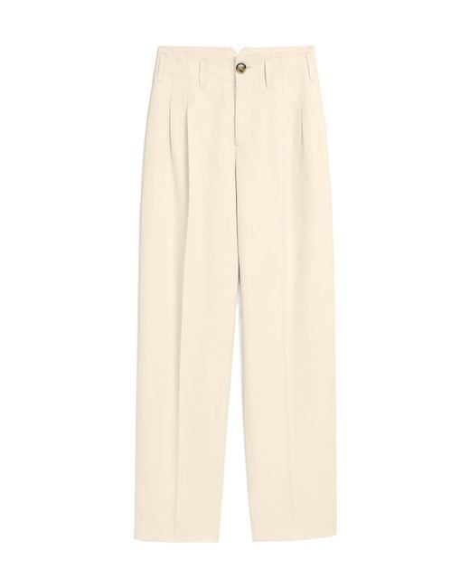 AMI Natural Two-Pleats Cotton And Linen Trousers