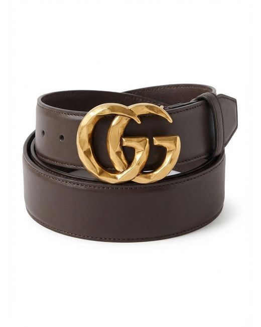 Gucci Brown Logo Plaque Belt for men