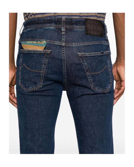 Jacob Cohen Blue Logo Patch Slim-Fit Jeans for men