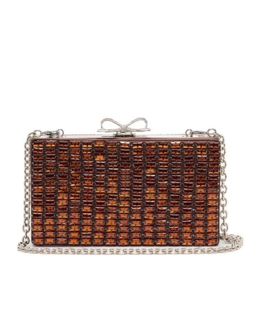 Self-Portrait Brown Chainmail Clutch Bag