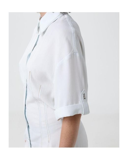 Patrizia Pepe White Button-Front Shirt Dress