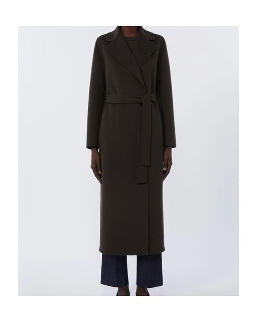 Max Mara Black Wool Robe Coat