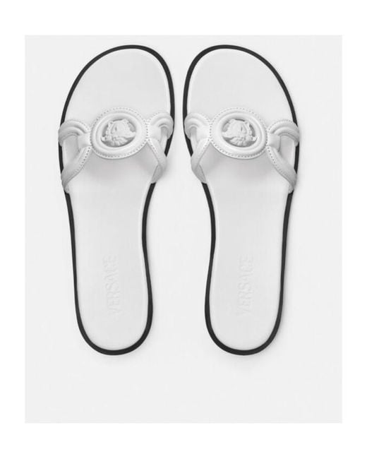 Versace White Medusa 95 Slip-On Sandals