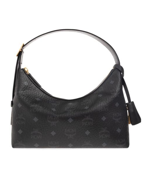 MCM Black Aren Small Hobo Shoulder Bag
