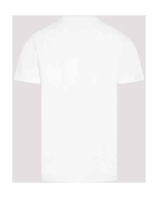 Moncler White Logo Detailed Crew Neck T-Shirt for men