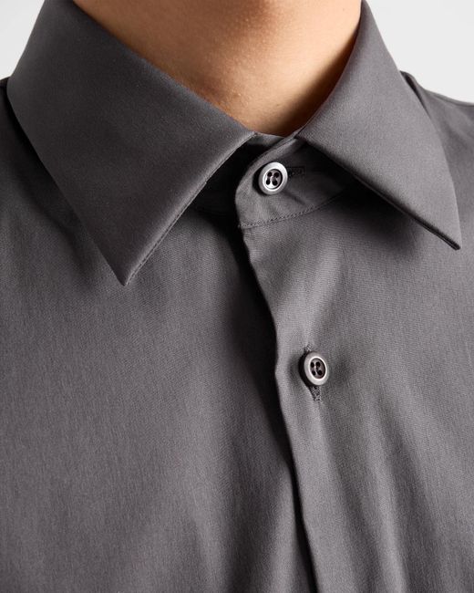 Prada Gray Stretch Cotton Shirt for men