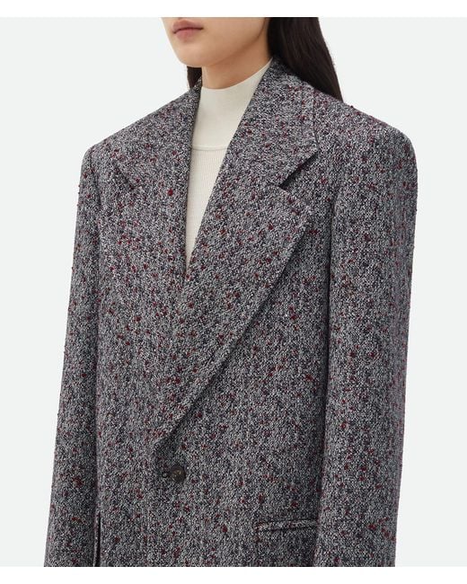 Bottega Veneta Gray Lapel Long-Sleeved Coat