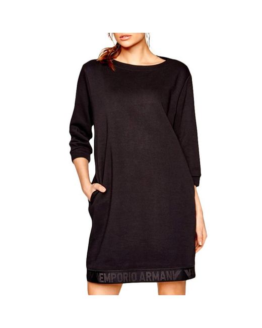 Emporio Armani Blue Straight Long-Sleeved Dress