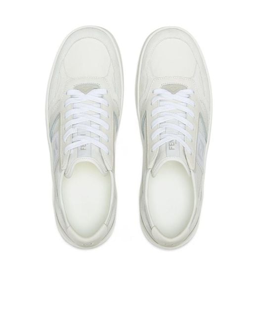 Fendi White Ff Motif Low-Top Sneakers for men