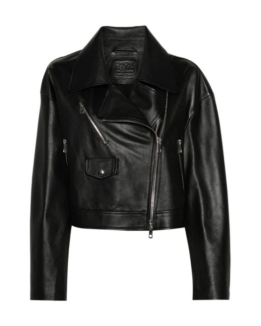 Desa Nineteenseventytwo Black Zip Detailed Leather Jacket