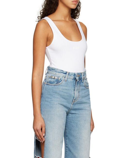 Gcds White Logo Printed Jersey Bodysuit