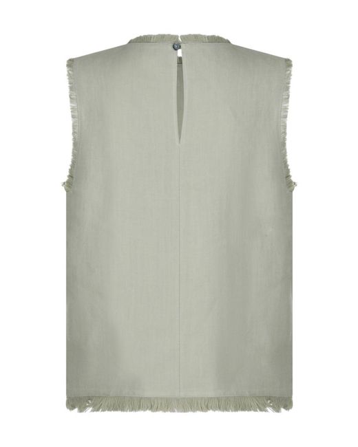 Antonelli Green Fringed Sleeveless Top