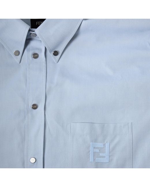 Fendi Blue Solid Color Shirt for men