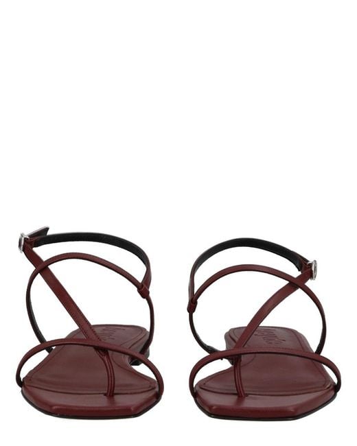 Aeyde Brown Square-Toe Flat Sandals