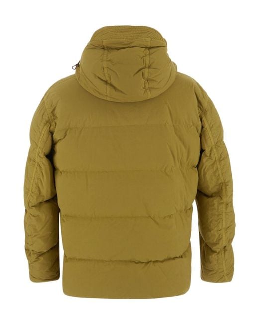 C P Company Green Long-Sleeved Hooded Cotton Jacket for men