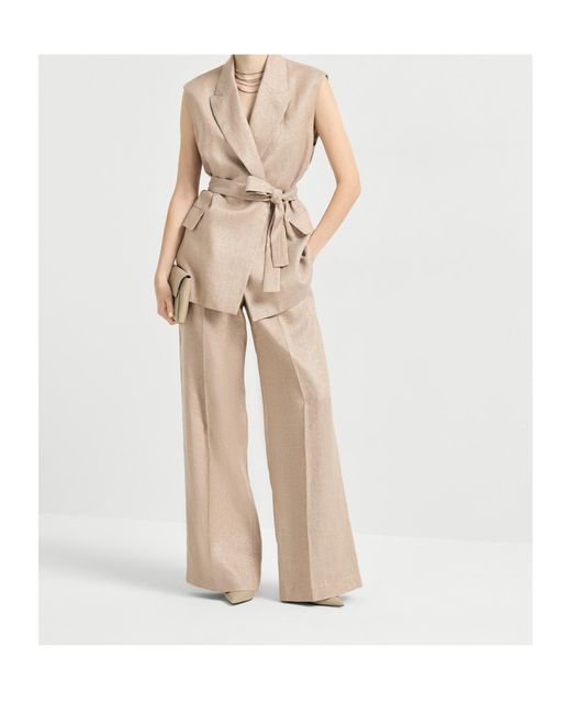 Brunello Cucinelli Natural Loose Pleated Trousers