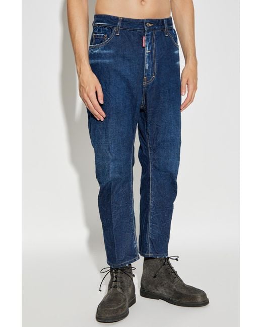 DSquared² Blue Aviator Wash Loose Distressed Jeans for men