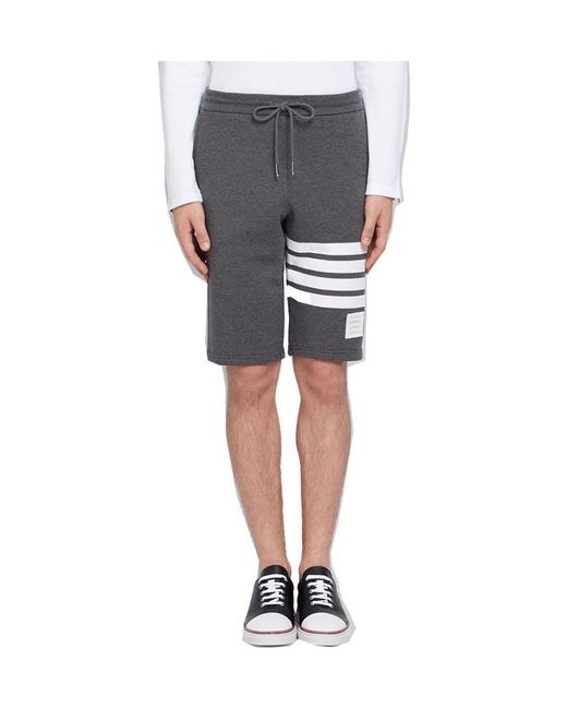 Thom Browne Black Bar Drawstring Shorts for men