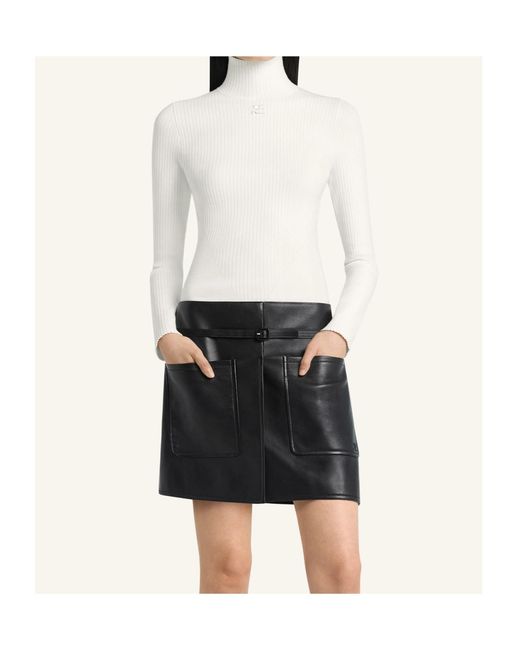 Courreges White V-Line Turtleneck Sweater