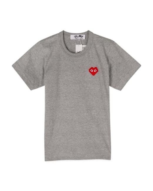COMME DES GARÇONS PLAY Gray Logo Round Neck T-Shirt