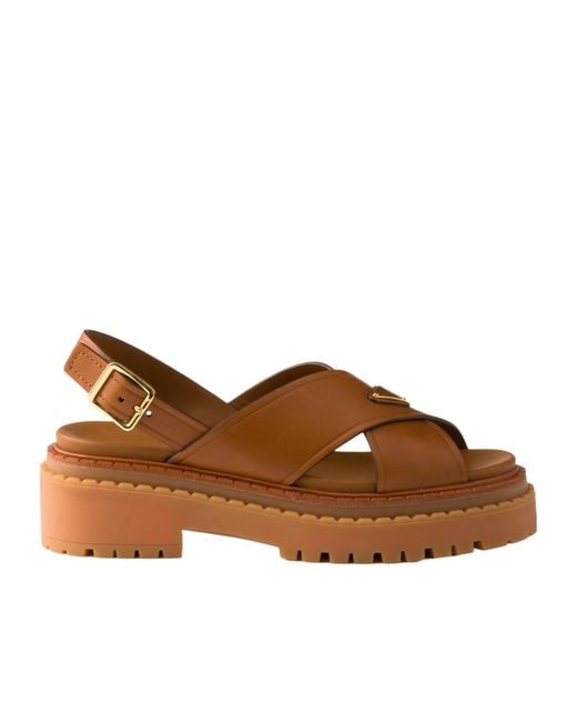Prada Brown Leather Sandals